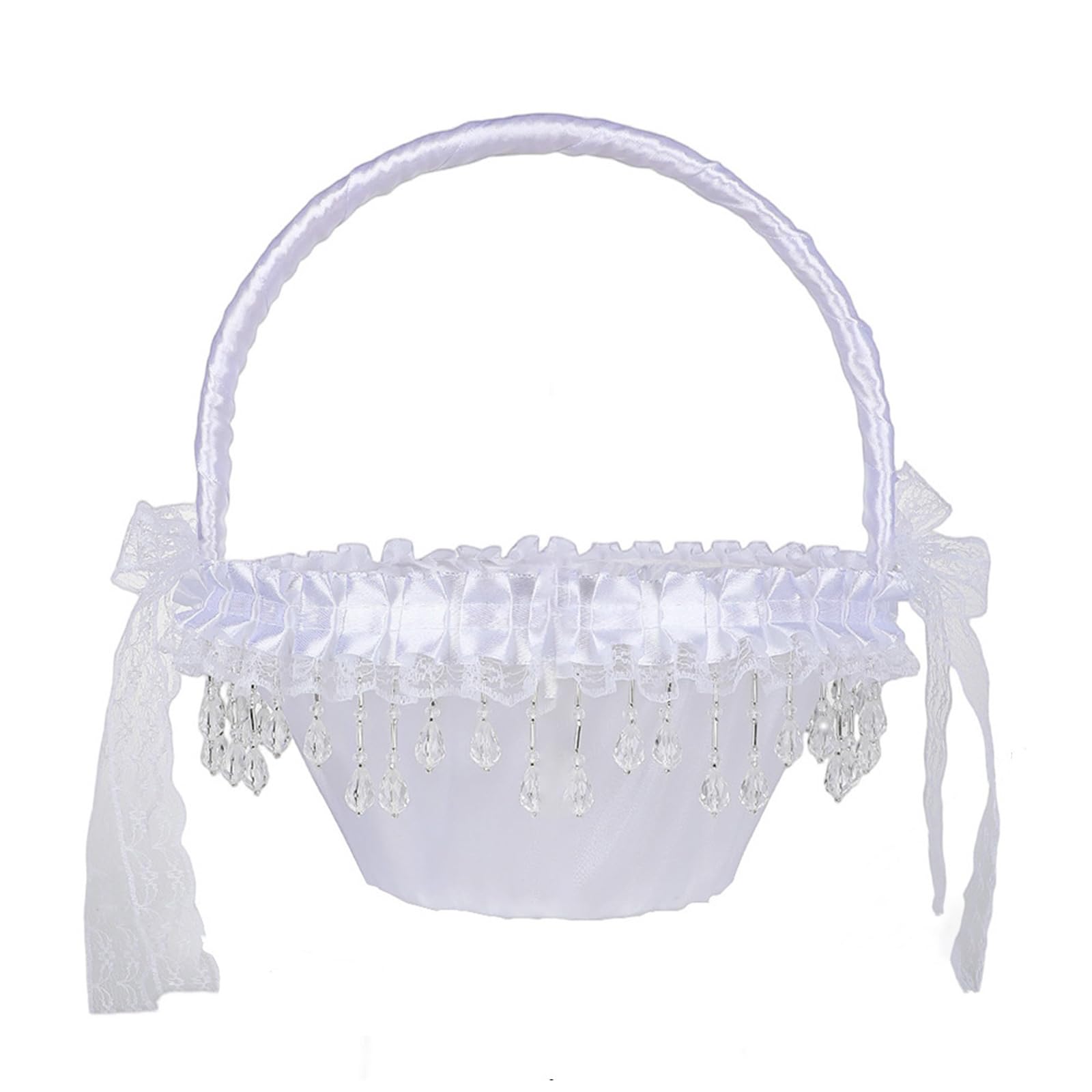 Elnwnnkc Girls Type C Multipurpose Decorative Cloth Basket For Flower Celebrations Flower Basket Elegant Lace
