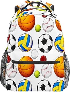 Bolsa escolar para meninos mochila esportiva com estampa de bola estudante bolsa para livros para meninos e meninas leve e médio médio ensino médio ensino médio bolsa para viagem caminhada acampamento mochila, Multicolorido, One Size, Clássico