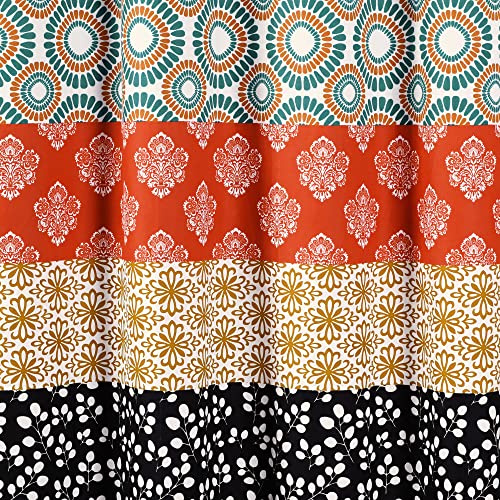 Image of Lush Decor Bohemian Stripe Shower Curtain 72 inch W x 78 inch L Turquoise & Orange - Bathroom Curtain - Extra Long Shower Curtain - Boho Decor - Fabric Shower Curtains