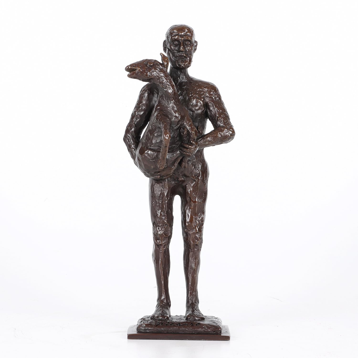 Bronze-Picasso-Skulptur "Ein Mann mit einer Ziege", Nachbildung, berühmte Skulptur, Handarbeit, Heimdekoration, 20 cm