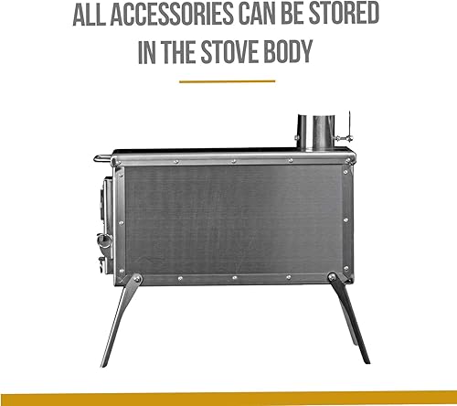 Miniatura 6 de OneTigris Estufa de tienda de campaña Tiger Roar, quemador de leña portátil para campamento de invierno, caza y cocina al aire libre, tubos incluidos
