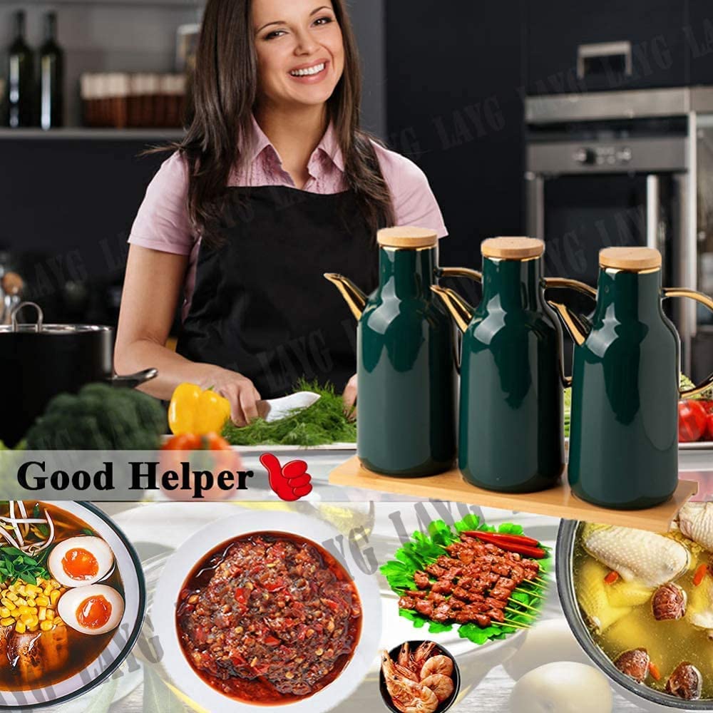 Dozownik oliwy z oliwek i octu butelki Cruet, 800 ml ceramiczny garnek do oleju butelka przyprawowa butelka octu butelka sosu sojowego na oliwę z oliwek, ocet, olej chili, musztarda O (kolor: jeden ka