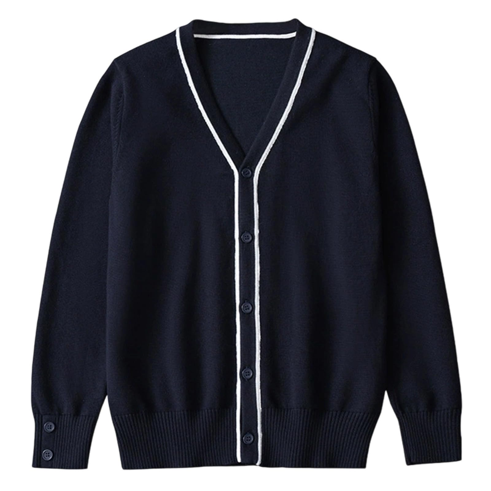 Generico Cardigan Lavorato a Maglia per Ragazzi Scollo V Stile Britannico Casual Scuola Comodo Caldo Autunno Inverno Giacca Elegante Quotidiano