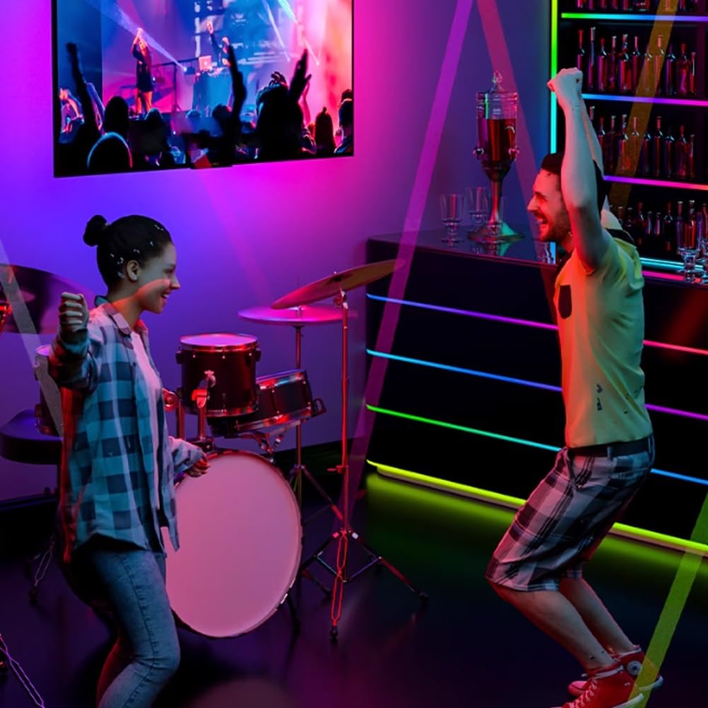 Luci led per tv, retroilluminazione tv a led, Luci a striscia led RGB intelligenti con controllo APP, luce led per tv, APP telecomando musica Sync TV ha portato luci per camera da letto,(3m(72~92in))