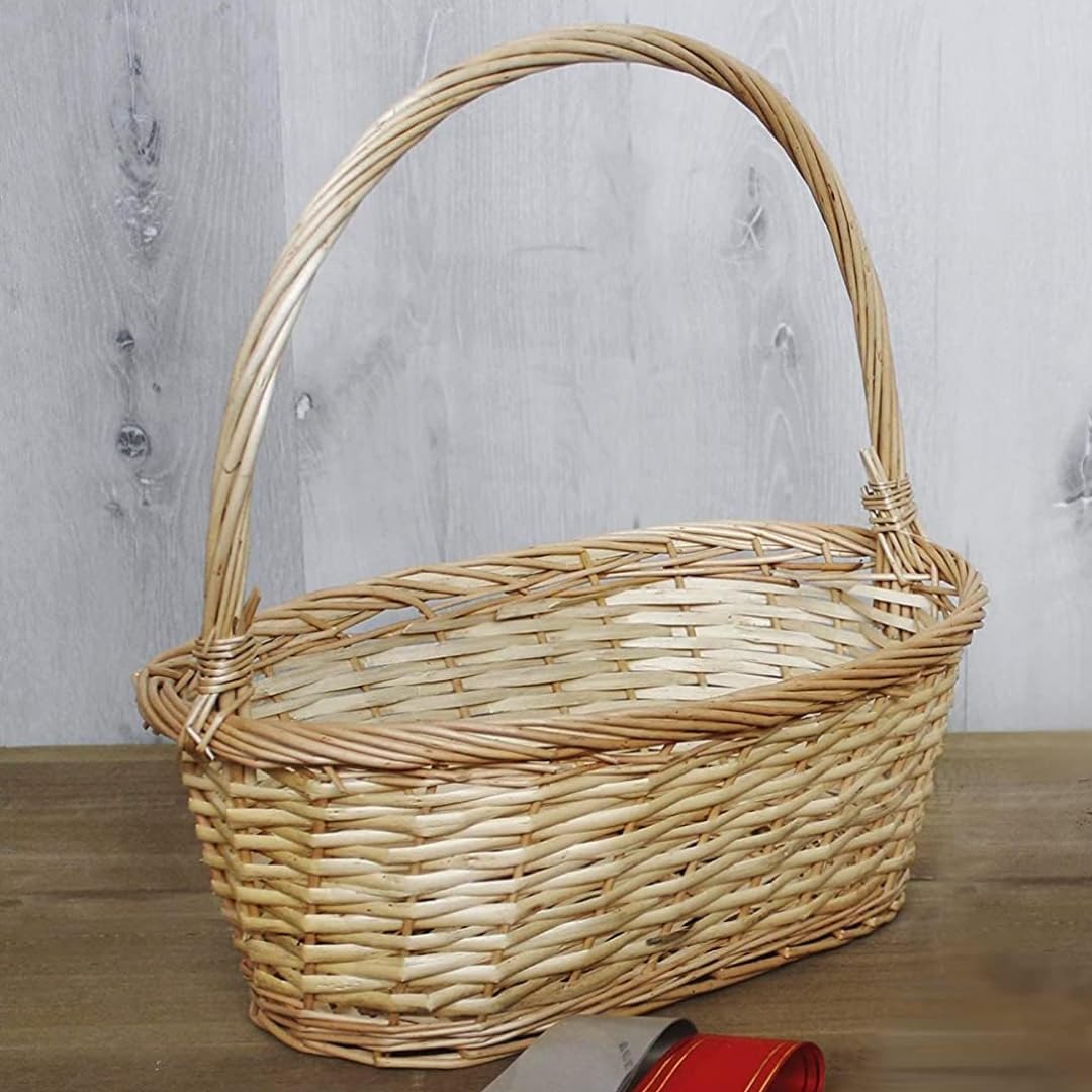 Premier Housewares Round Picnic Blanket Basket Hamper Handles Picnic