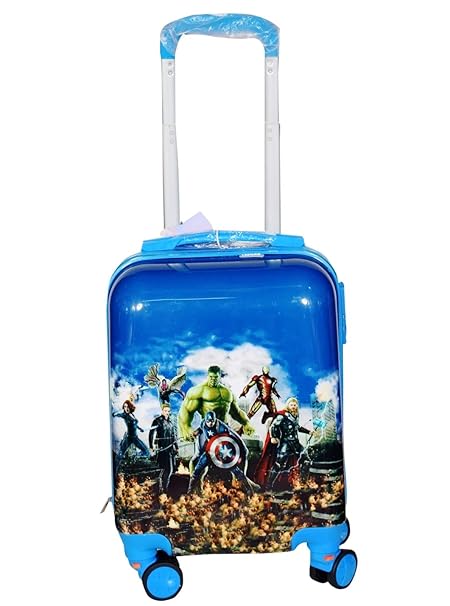 Ds PARADISE Cartoon Print Marvel Avengers 20 Inches Both Sides Print, Hard top Polycarbonate Kids Suitcase/Trolley Bags for Kids and Boys with 4 Wheels. Colour : Blue