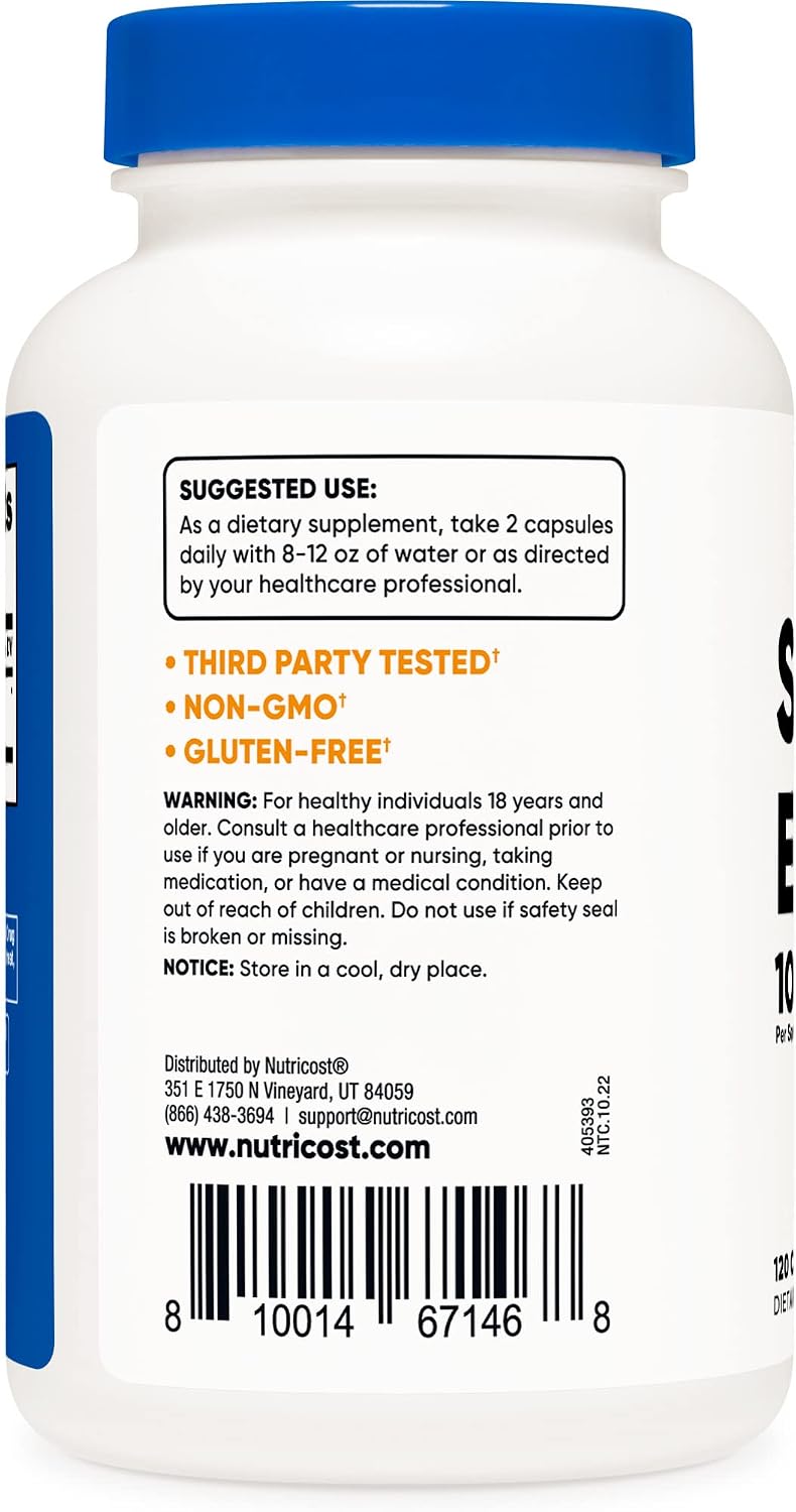 Nutricost Slippery Elm Bark Capsules 1000mg Per Serving, 120 Capsules - Non-GMO, Gluten Free, Vegetarian Friendly
