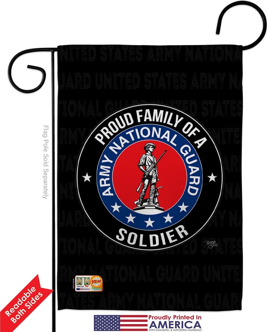 National Guard Army Proud Family Soldier Garden Flag Armed Forces ANG United State American Military Veteran Retire Official Small Decorative Gift Yard House Banner Double-Sided Made In USA 13 X 18.5