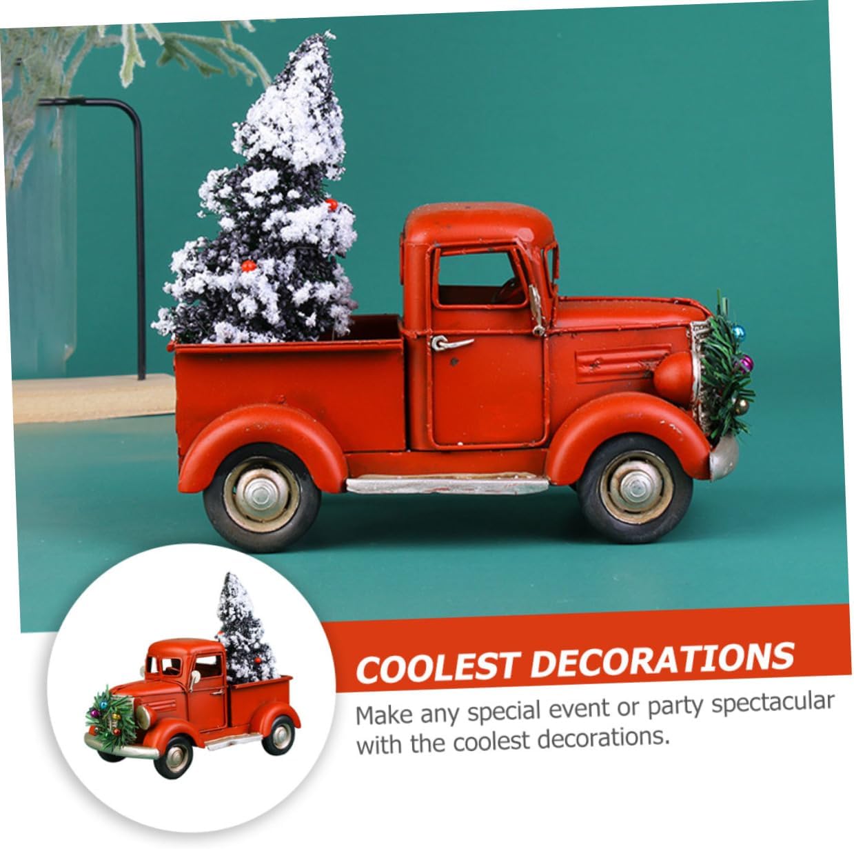 Garneck 1pc Retro Pickup Truck Christmas Car Ornament Iron and Vehicle for Home Decoration Unique Xmas for Friends Vintage Style Accent for Living Room and Tabletop Decor