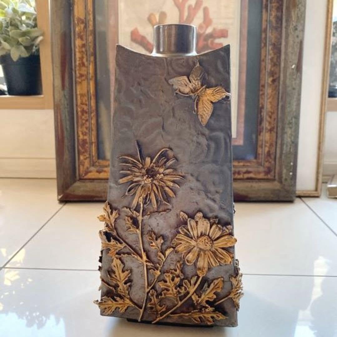 <高野紫山 作> 高岡銅器　鋳銅花瓶　花器　インテリア Amazon.co.jp: 高岡銅器 花器 花瓶 : ホーム＆キッチン
