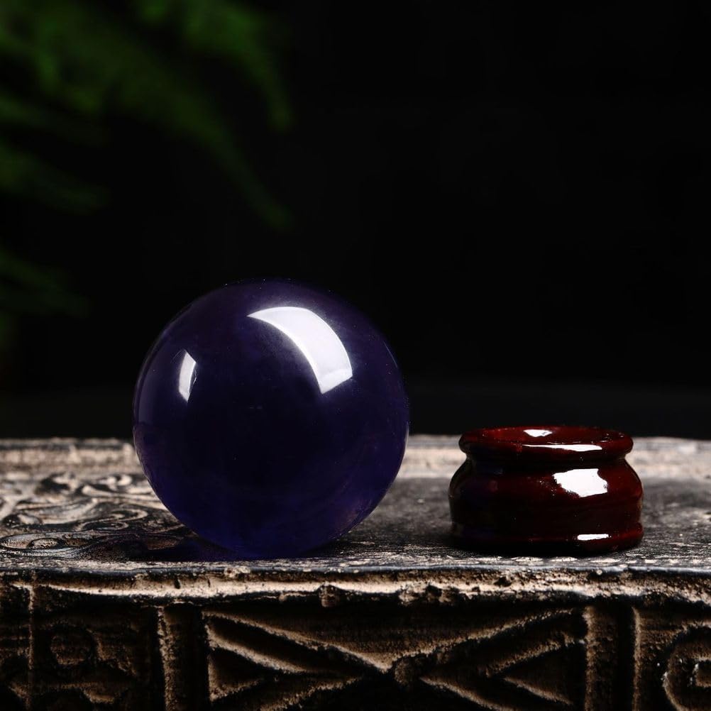Amethyst Crystal Ball Feng Shui Round Ball Crystal Ball Purple Crystal Ball Purple Crystal Figurine Fine Beads with Pedestal Set,50mm