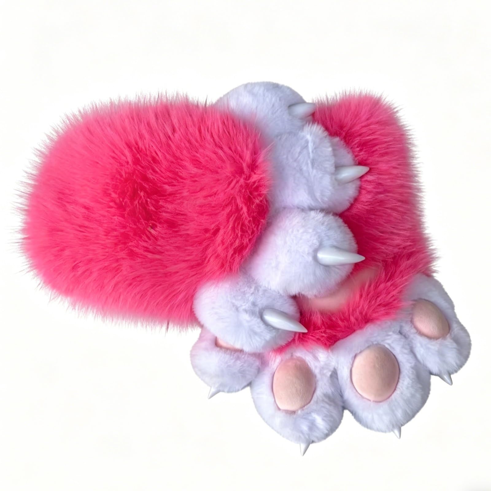 Rolamumu Fursuit Paws Furry Gloves, Soft Plush Hand Paw Gloves with Claws for Halloween Cosplay, Party, Roleplay(H)