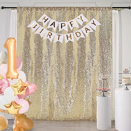 10×10FT Champagne Sequin Backdrop Curtain, Photography Backdrop Glitter Curtains Fabric Background for Wedding Party Decor