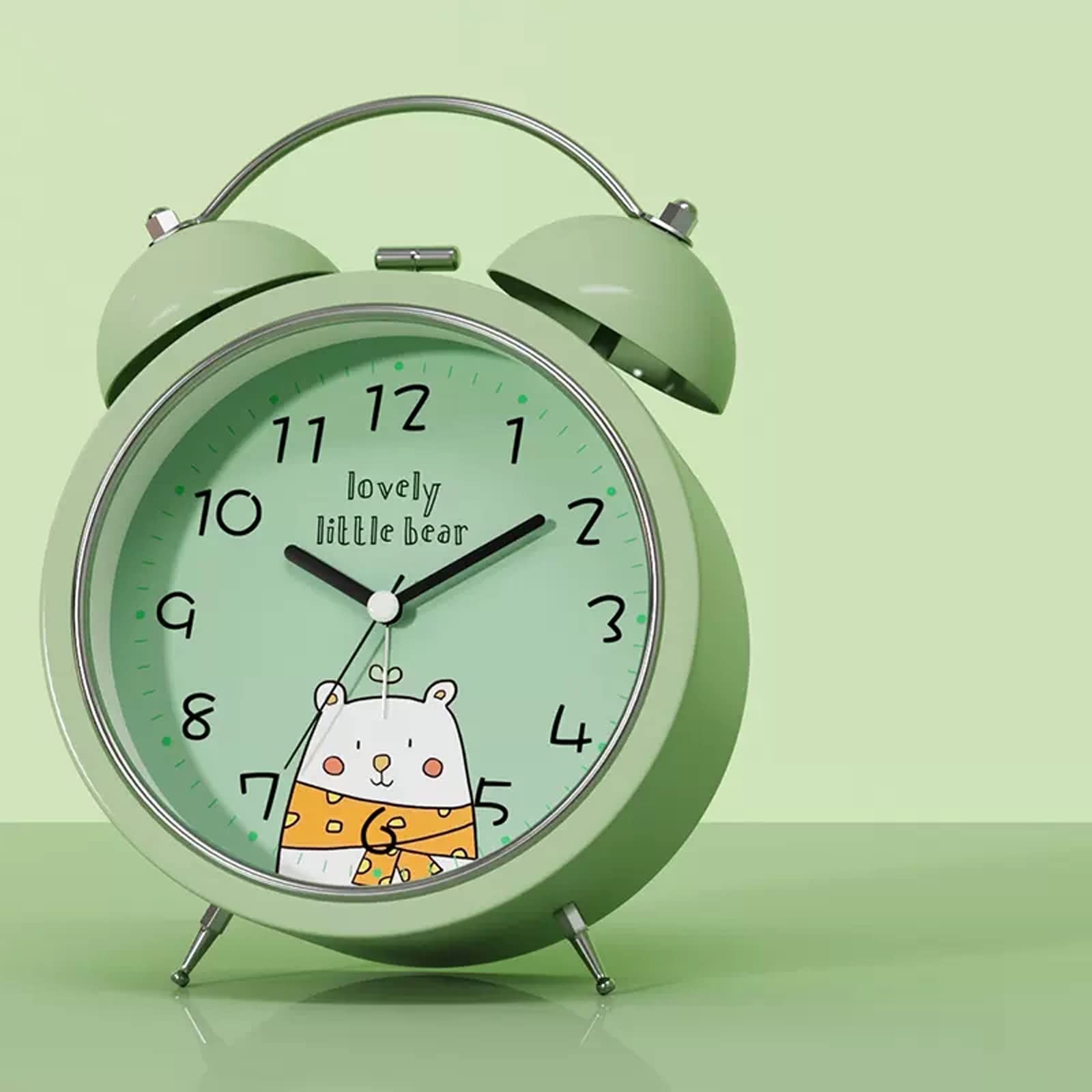 SDFsdfdS Alarm clock, Easy-read Silent Sweep Analog Bedside Table Alarm Clock(Bianco)