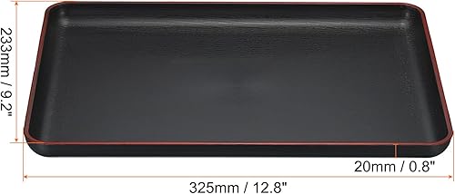 Miniatura 2 de PATIKIL Bandeja rectangular de plástico de estilo japonés, 11.8 x 7.9 pulgadas, bandeja para servir té de grano de madera para el hogar, hotel,