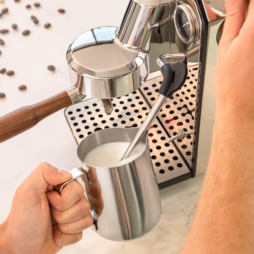 Cecotec Cafetière expresso Baristeo Intima. Extraction de crème parfaite avec un système de pré-infusion pour une saveur crémeuse, pompe italienne de 15 bars, et mousseur en acier inoxydable.