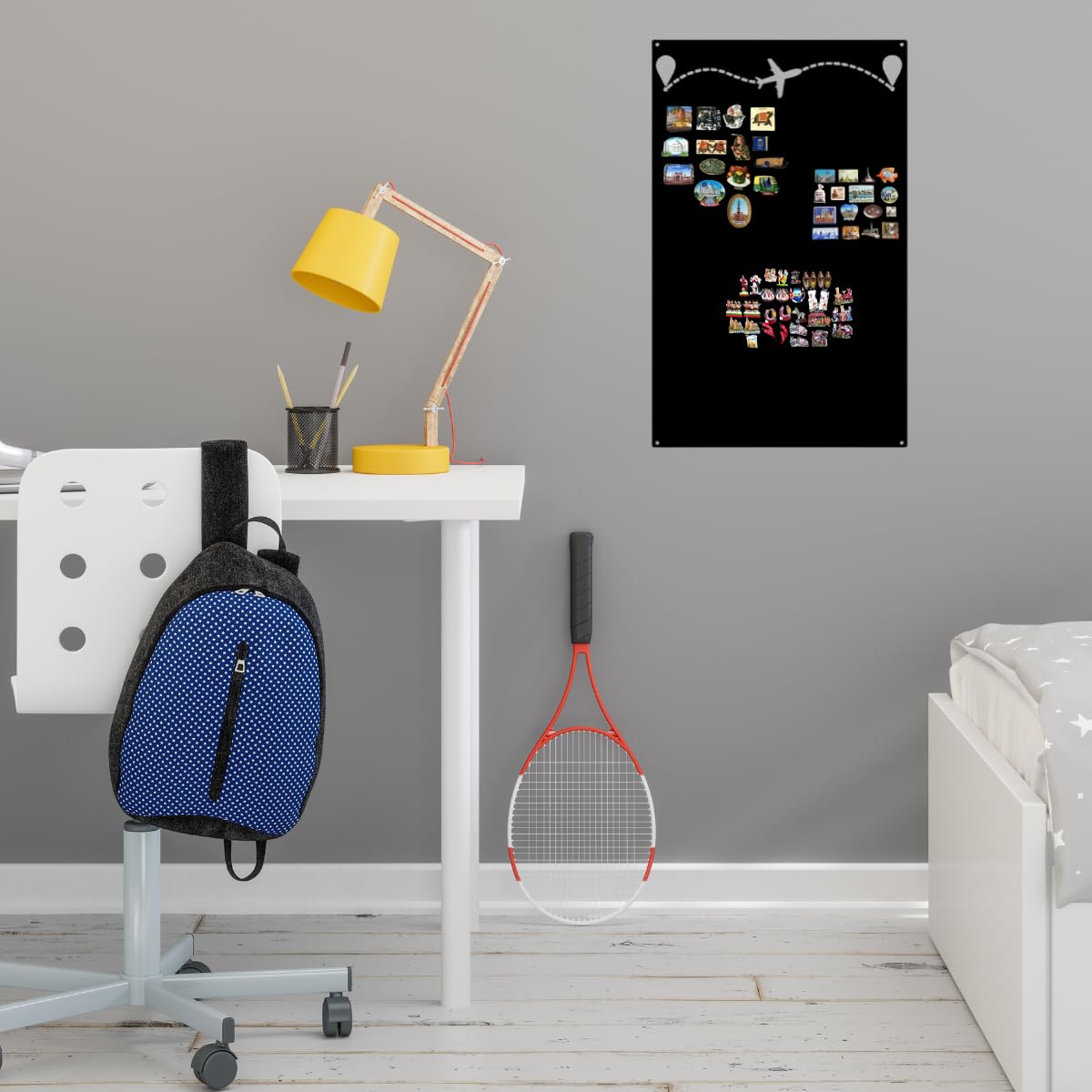 Tableau Magnétique - Tableau Effaçable en Acier - Idéal pour Aimants et Notes - Tableau Noir Magnétique Mural - Kit de Montage Inclus - 80x50 cm -