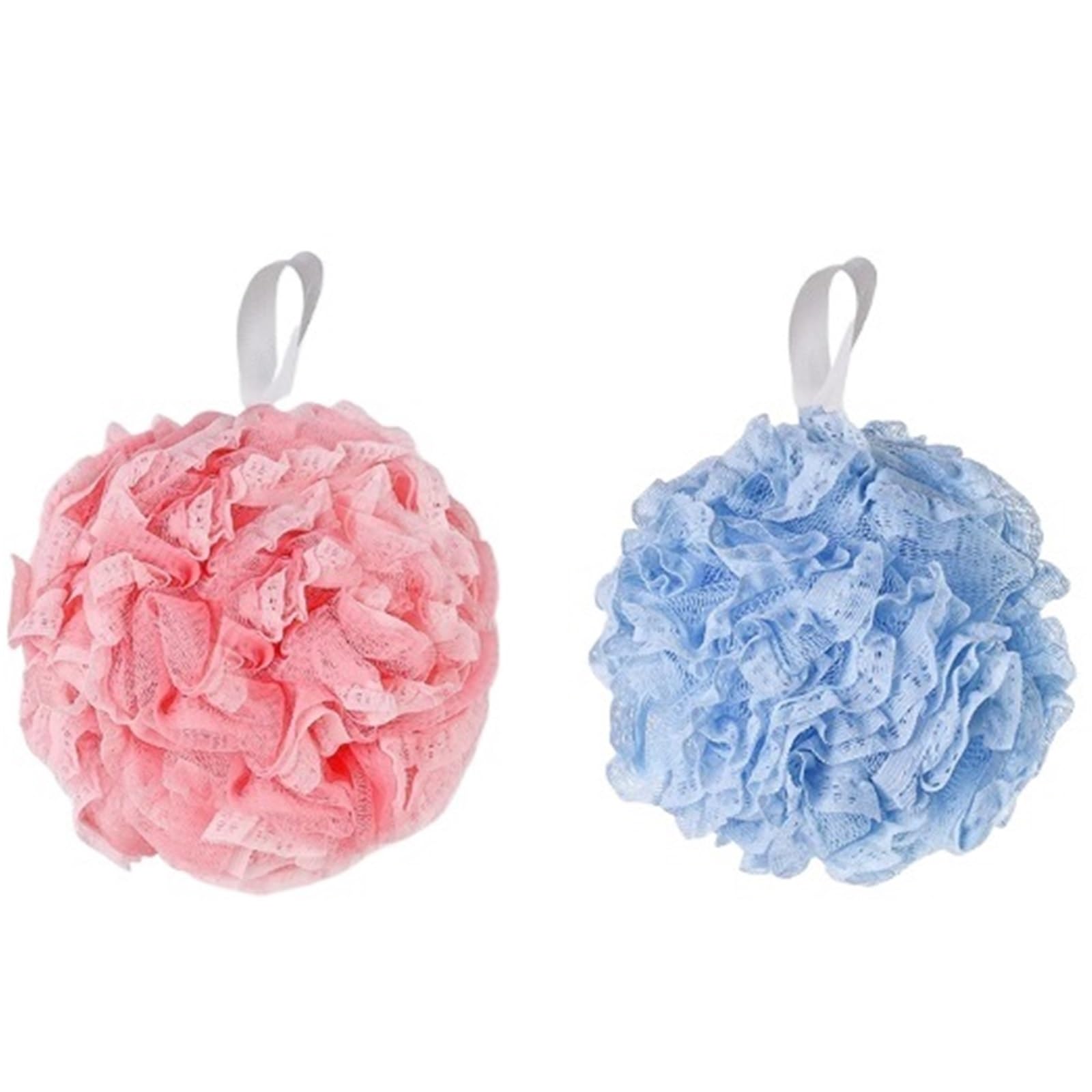 DDESW 60g Loofah Sponge, Exfoliate, Strongly Tied, Soothe Skin, Bath Mesh Pouf Shower Ball, Foam Up in 3 Seconds, for Women and Men, 2 pcs(C)