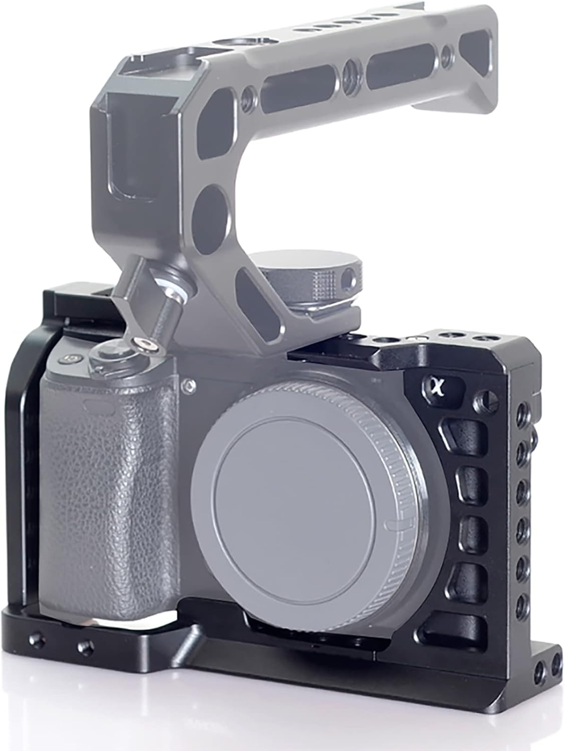 Easy Hood Camera Cage for Sony Alpha A6100 A6400 A6300 A6500 A6000, Aluminum Vlogging Video Shooting Rig Stabilizer with 1/4" 3/8" Mounting Points and Cold Shoe for Mic Monitor Fill Light