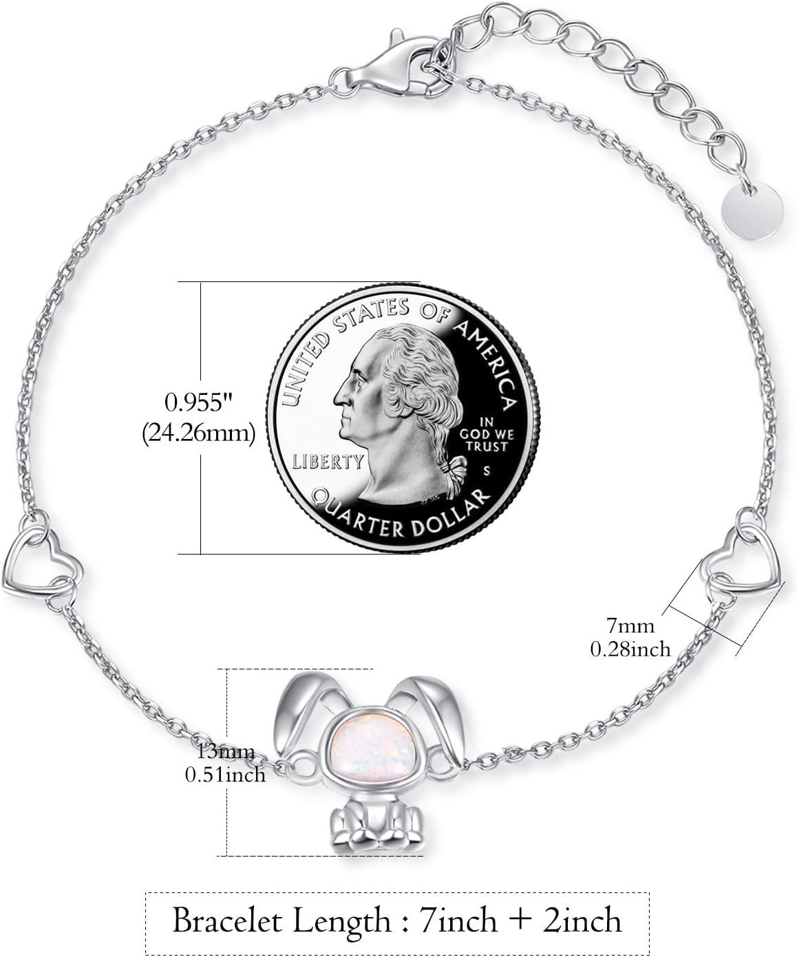Palpitate Frog/Rabbit Bracelet 925 Sterling Silver Opal Jewelry Cute Animals Christmas Gifts for Women Her Adjustable Chain - Image 6