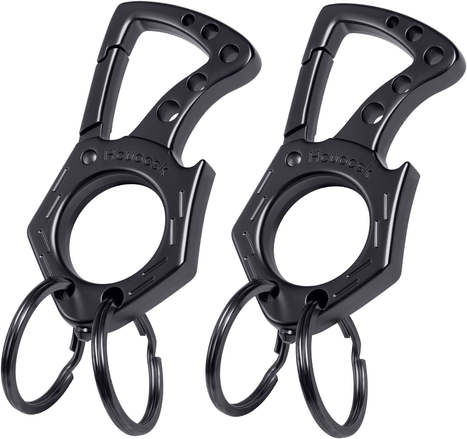 Heavy Duty Key chain Car Key rings Accessories, Carabiner Clip Keychain Bottle Opener, Outdoor Keys Holder for Men and Women (Black, 2-Pack)