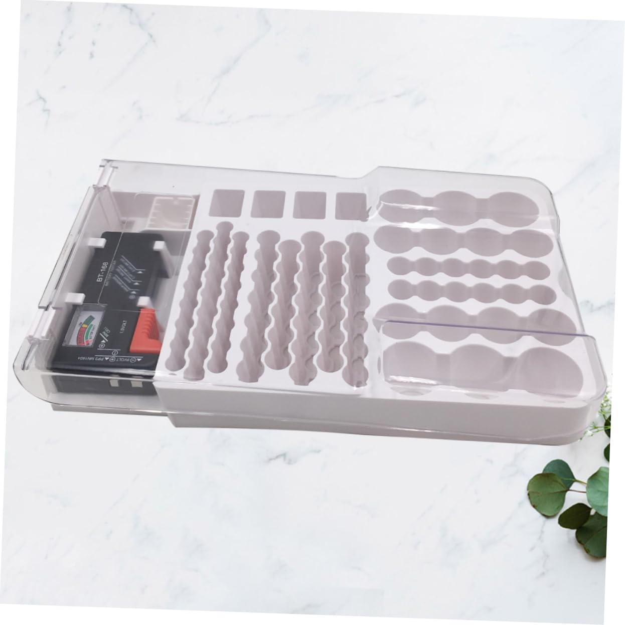 OSALADI 1pezzi Tester Per Batterie Custodia Di Immagazzinaggio Supporto Portatile Per Celle Di Batteria Organizzatore Di Immagazzinaggio Per Batterie Tester Incluso