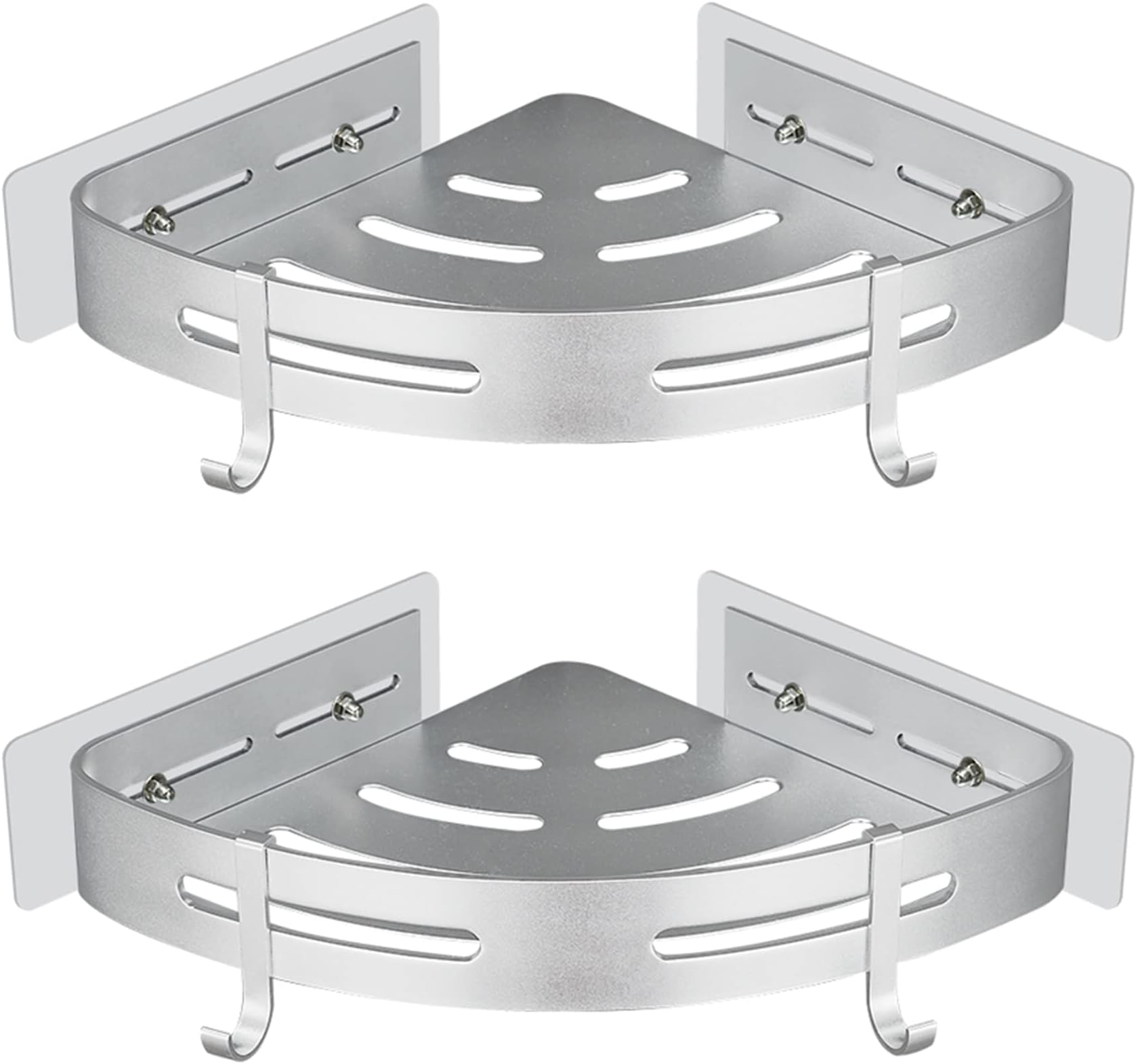 2 étagères D’angle Salle De Bain Aluminium Noir – Sans Perçage, Faciles à Poser