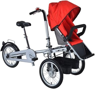 ZhaoZC Passeggino per Bici Doppio Bambino 2 in 1 Passeggino gemellare per  Bici Pieghevole Triciclo Pieghevole Due posti Usato Unisex Adulto,Red :  Amazon.it: Sport e tempo libero