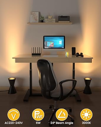 Uplighter Indoor Floor uplighter Spotlight Black, Picture Light Up Lights Indoor 3000K Warm White, Uplighting Spot Light,Floor Uplighters Plant 6W with E14 LED Lamp and Foot Switch (2-Pack)