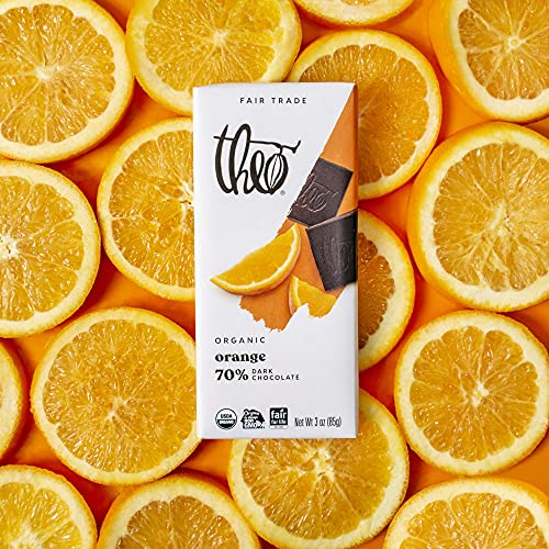 Theo Chocolate Orange Organic Dark Chocolate Bar, 70% Cacao, 1 Pack | Vegan, Fair Trade #TOP2