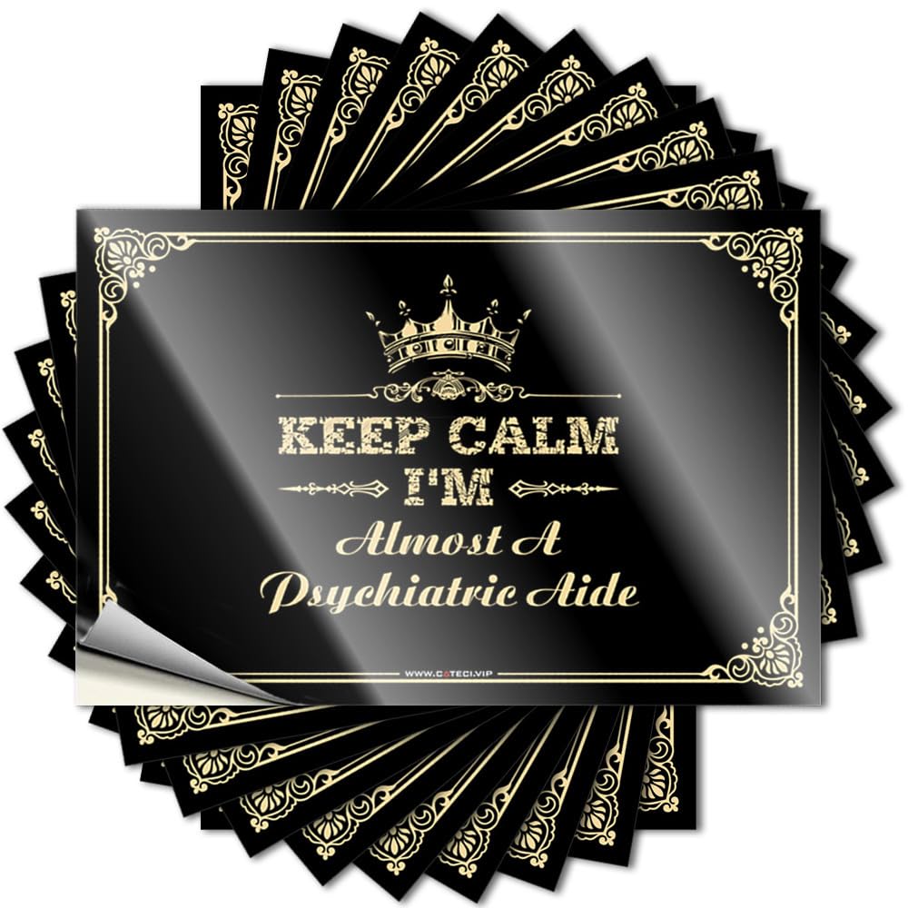 Fzfn Colour Stickers Van | Retro Bumper Keep Calm I'm Almost A Psychiatric Aide For Essentials(6X9cm)