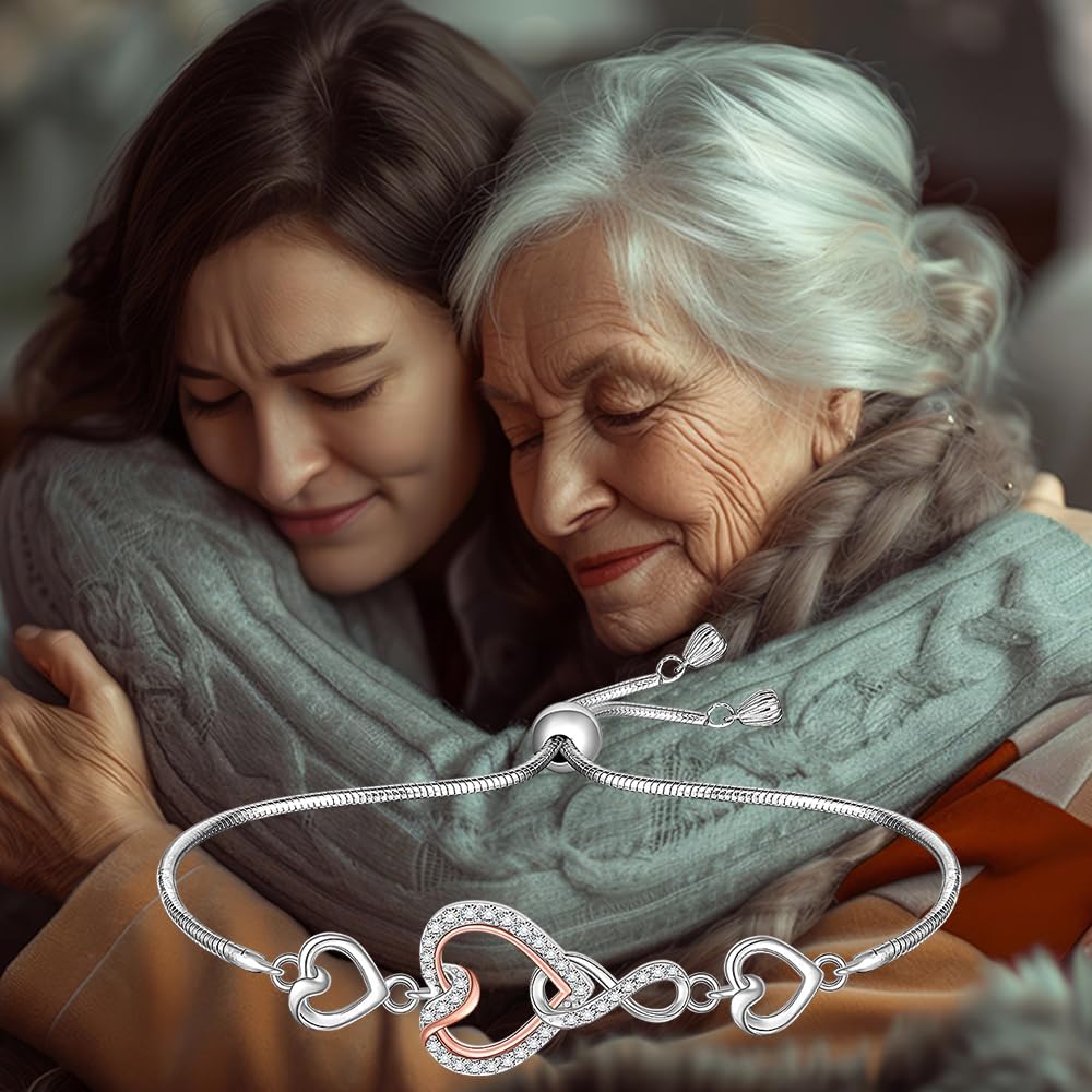 Fenthring Heart Infinity Bracelets for Women Infinity Sterling Silver Bracelet Love Mother Daughter Mothers Day - Image 8