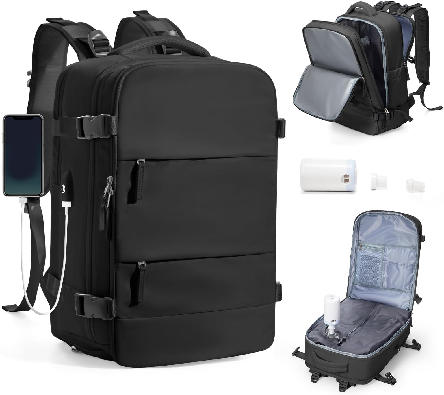 Vacuum Backpack Travel Bag With Pump Ryanair Cabin Bags 40x30x20 Underseat Ryan Air Hand Luggage 40 x 20 x 25 Carry On Baggage For Flights Backpack With Compression System