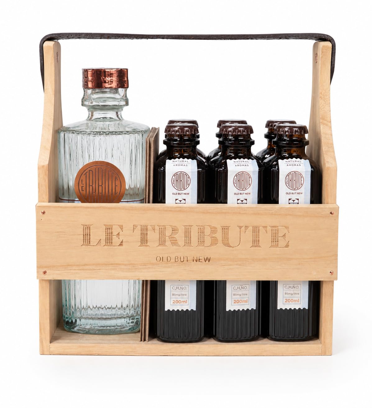 Pack Premium Le Tribute Gin con Caja de Madera y 6 Tónicas de Regalo | Estuche Gourmet para Regalo-MYSECRETWINE-