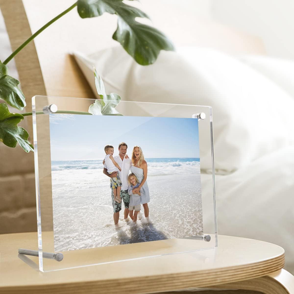 NIUBEE Clear Acrylic Wall Mounted Picture Frame B3 Size, 14x20 Inch Beveled Desktop Frameless Plexiglass Photo Photography Display with Included Hanging Hardware