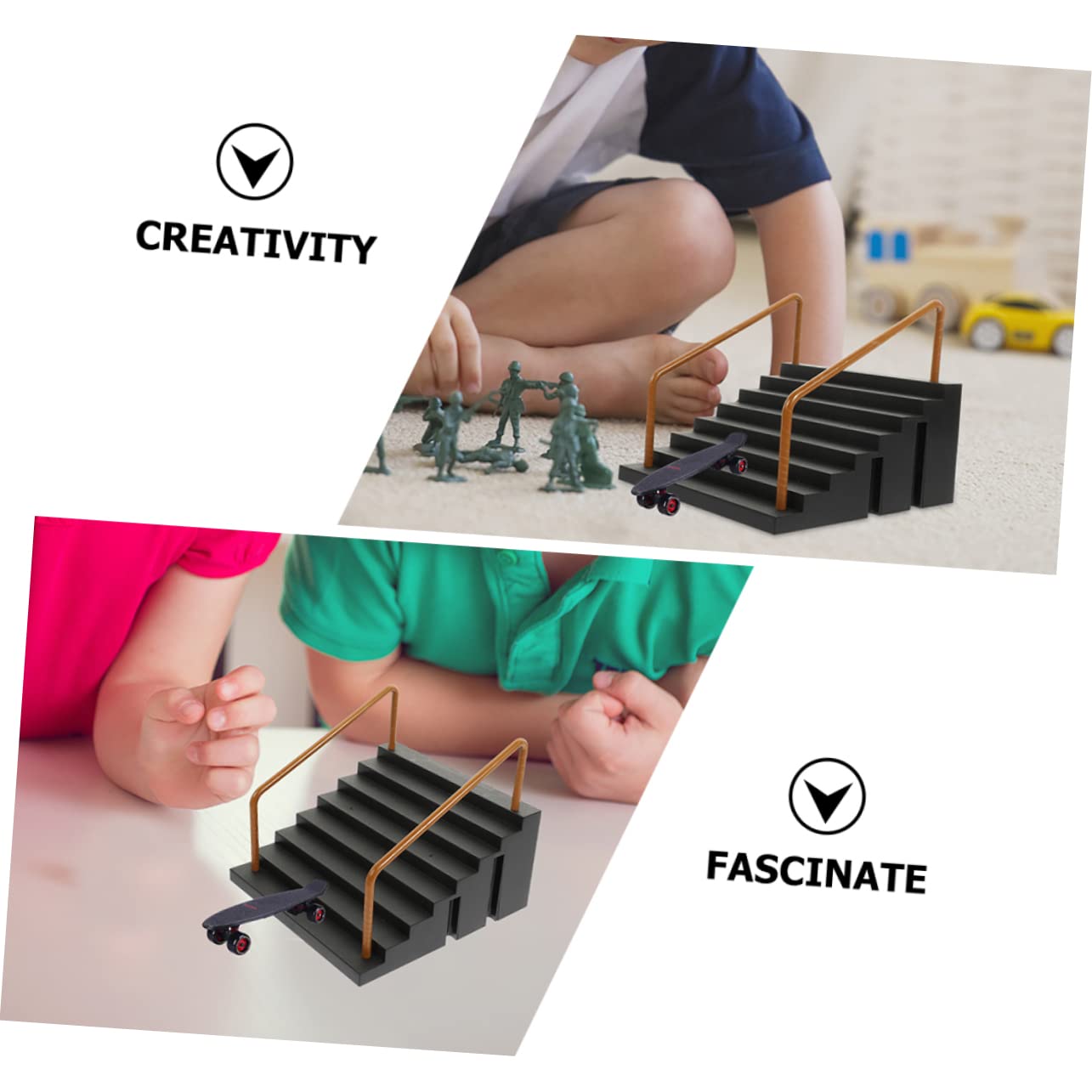 Toyvian 2pezzi Rampe Finger Skateboard in Plastico Nero per Skateboard Lovers e Kids, Accessori per Ostacoli e Pista, per Back To School Party