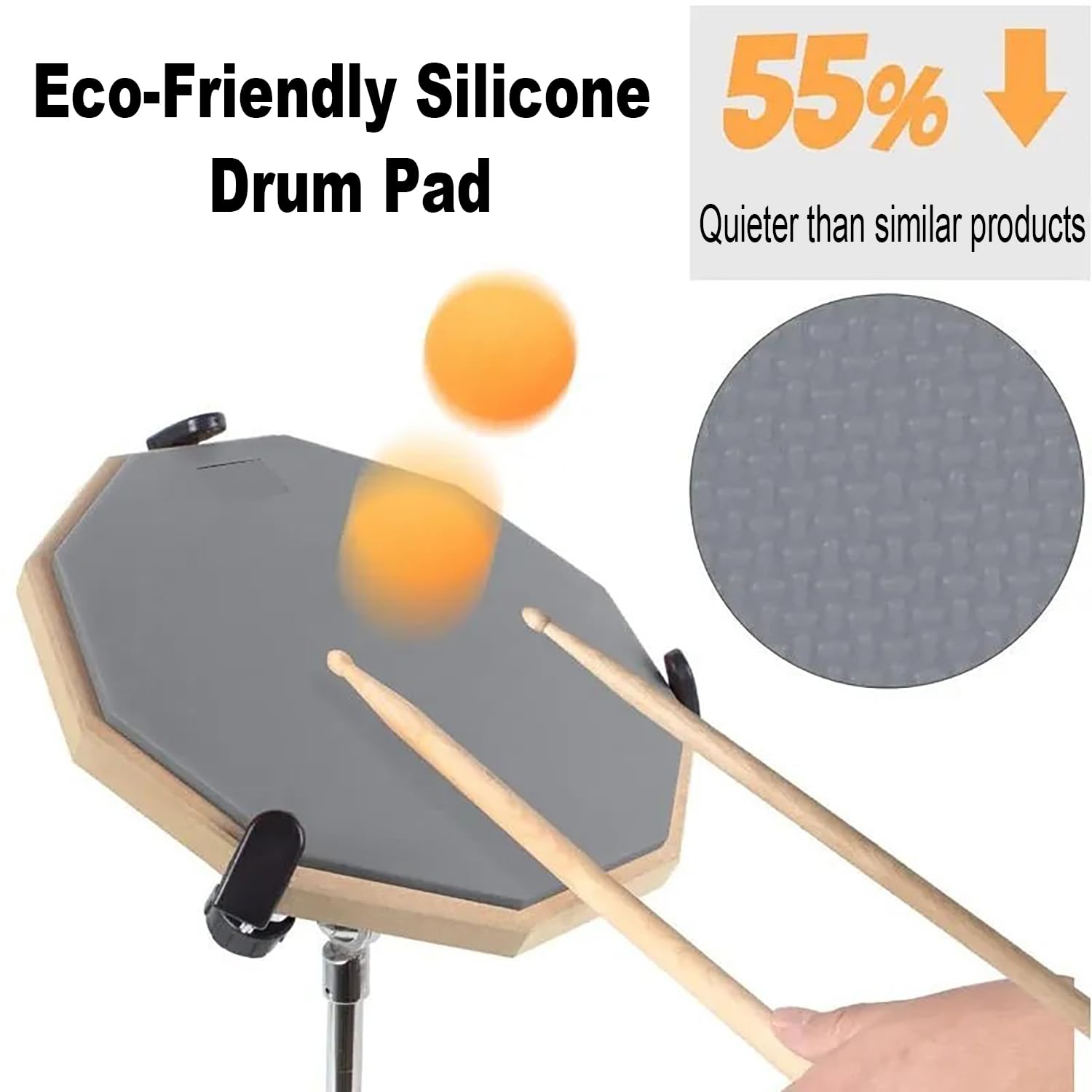Caja Sorda Tambor，Drum Pad，Kit de Entrenamiento de Batería ，Allenamento Batteria Silicona 12"para Adultos con Soporte de Caja Doble cara Baquetas Bolsa，30,5 cm, Silencio de Doble cara