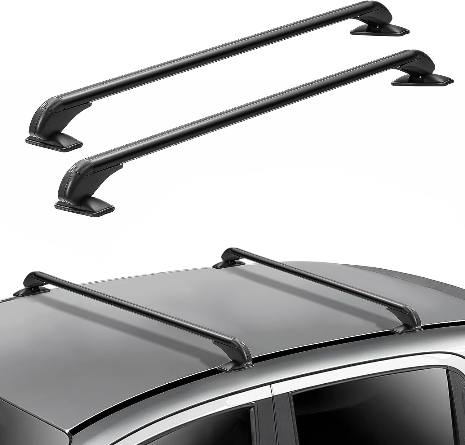 EVERGOODS 2PCS Lockable Car Roof Bars 105cm – Aluminium T-Slot Roof Rack with 2 Keys, Anti-Theft Luggage Carrier for Vehicles with Raised Roof Rails — view 3