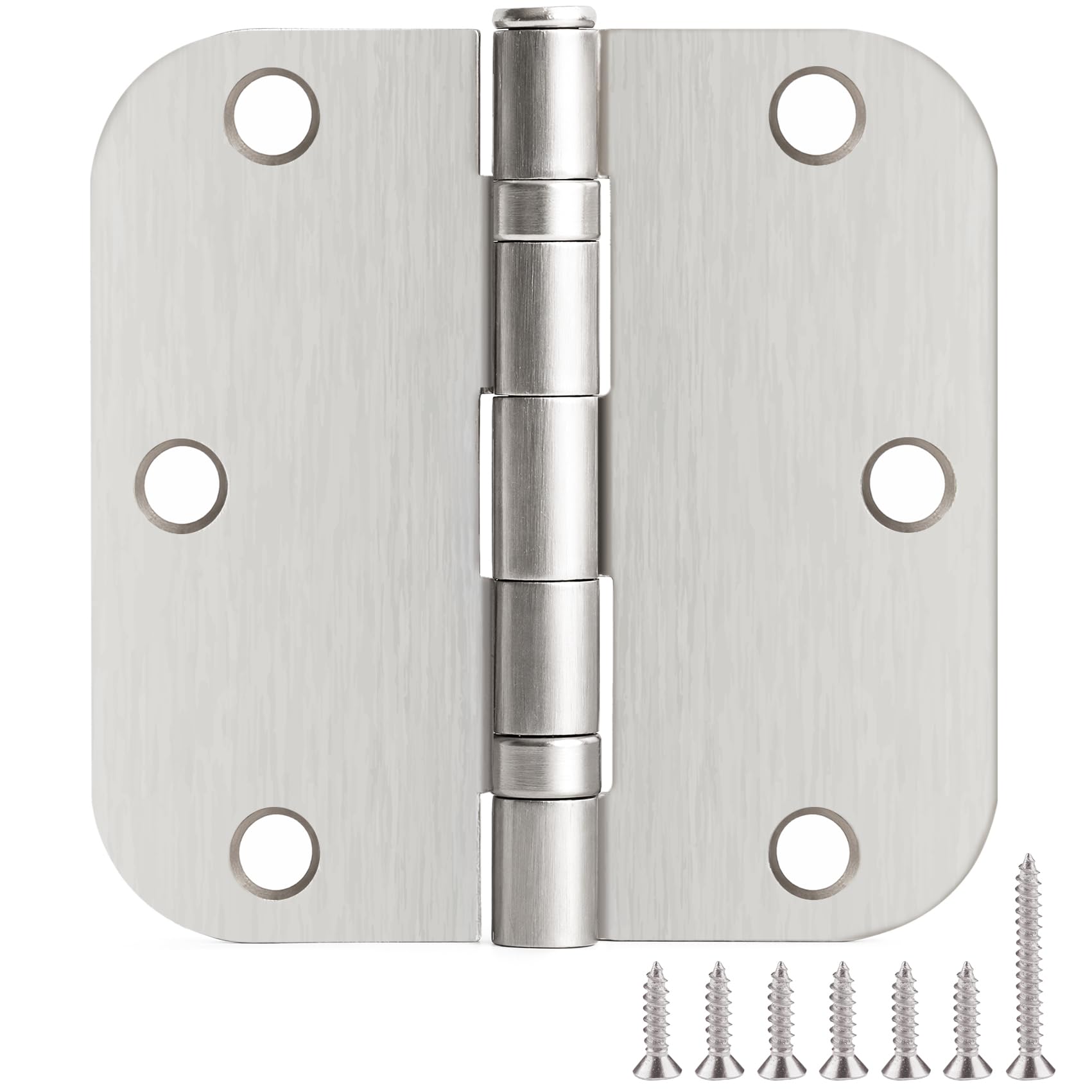 TDCHINGES Rounded Brushed Nickel Door Hinges 3.5" 5/8" Radius Lasting Mute