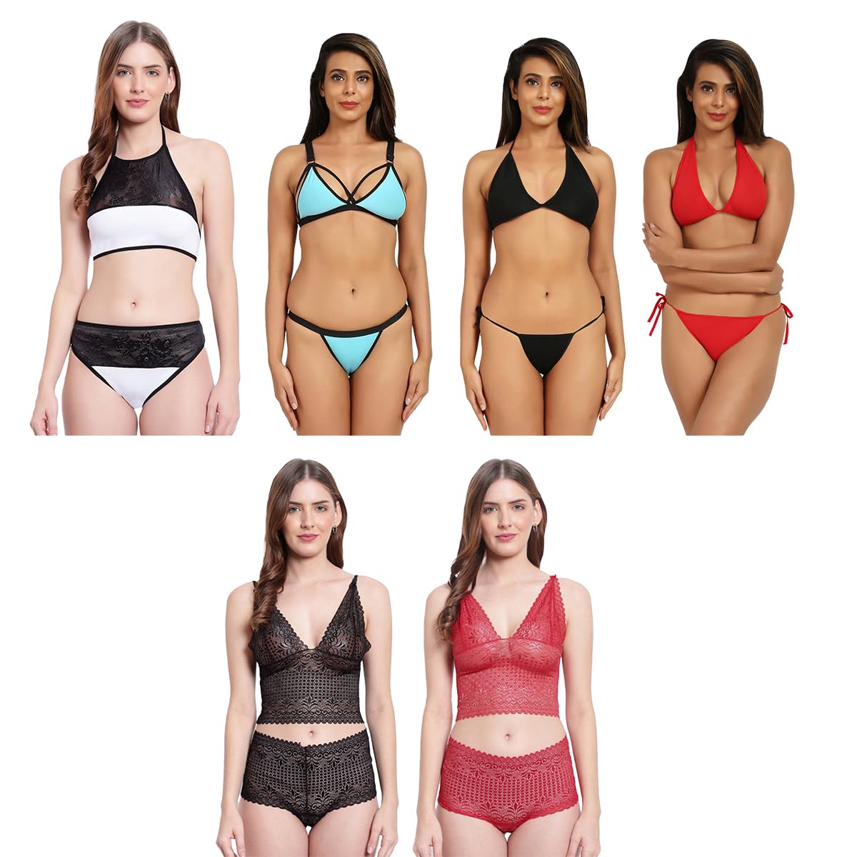 divalino Women's Lingerie| 6 Piece Combo Pack, Lace Bralette and Bikini Sets-picture-16