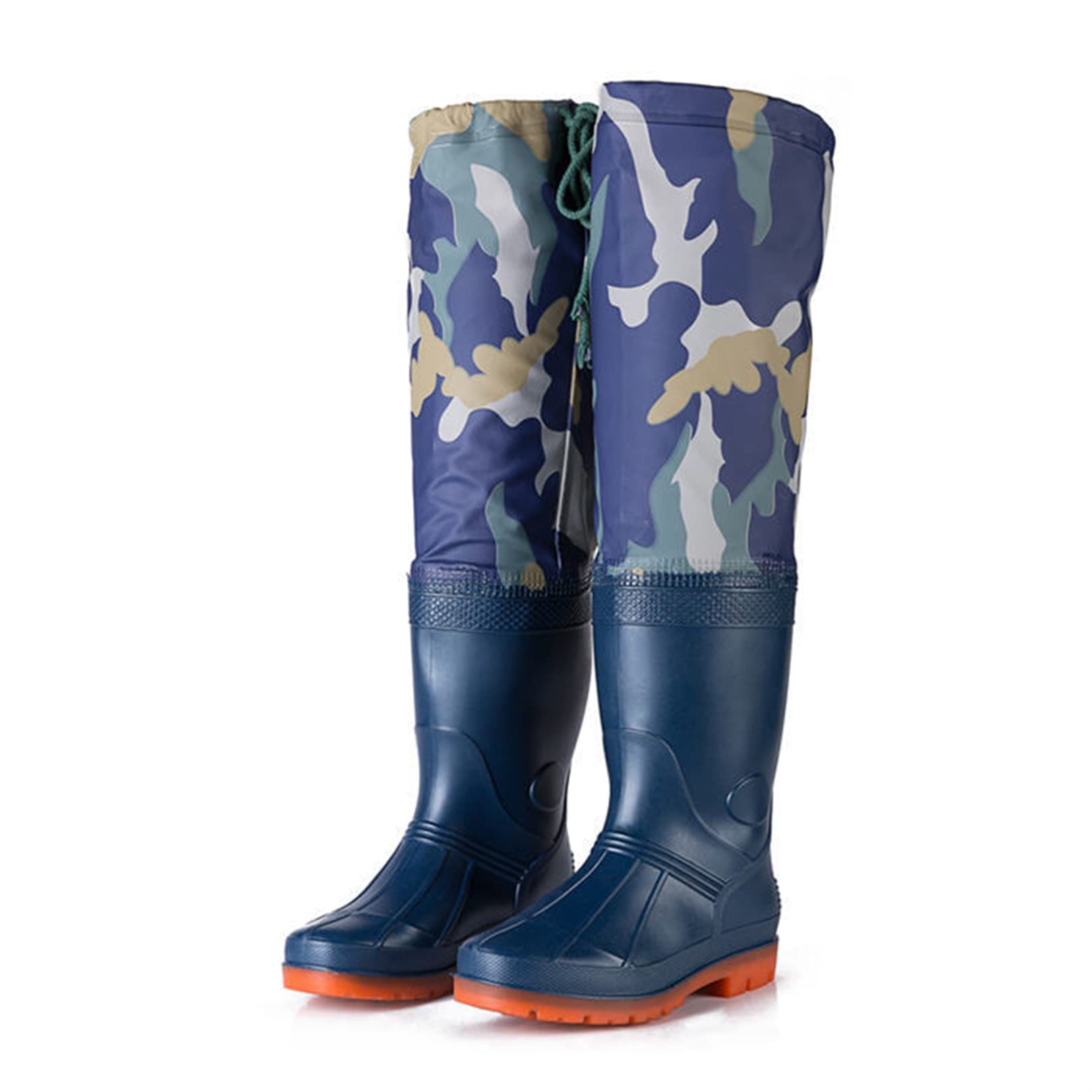 Stivali da Pioggia Extra Alti da Uomo Trampolieri Resistenti all'Usura Fondo Addensato Scarpe da Acqua in Gomma PVC/Nylon Stivali da Pesca Casual Stivali da Caccia Impermeabili