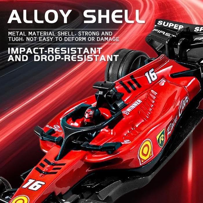 Image of PLUSPOINT 1:64 Die cast Metal F1 Mini RC Racing car with LED Lights | 2.4GHz Remote Control Car | 3 Speed Adjustable, USB Rechargeable RC Alloy Car for Kids & Adults Indoor /Outdoor Racing