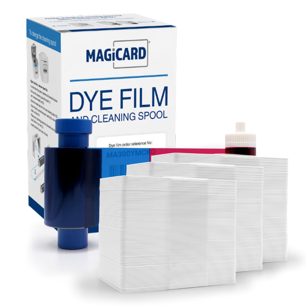 MAGICARD MA300YMCKO (EN1) Printer Ribbon and 300 Cards Bundle - 300 Prints