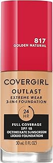 Covergirl Outlast Extreme Wear 3-in-1 Full Coverage Liquid Foundation, SPF 18 Sunscreen, Golden Natural, 1 Fl. Oz.