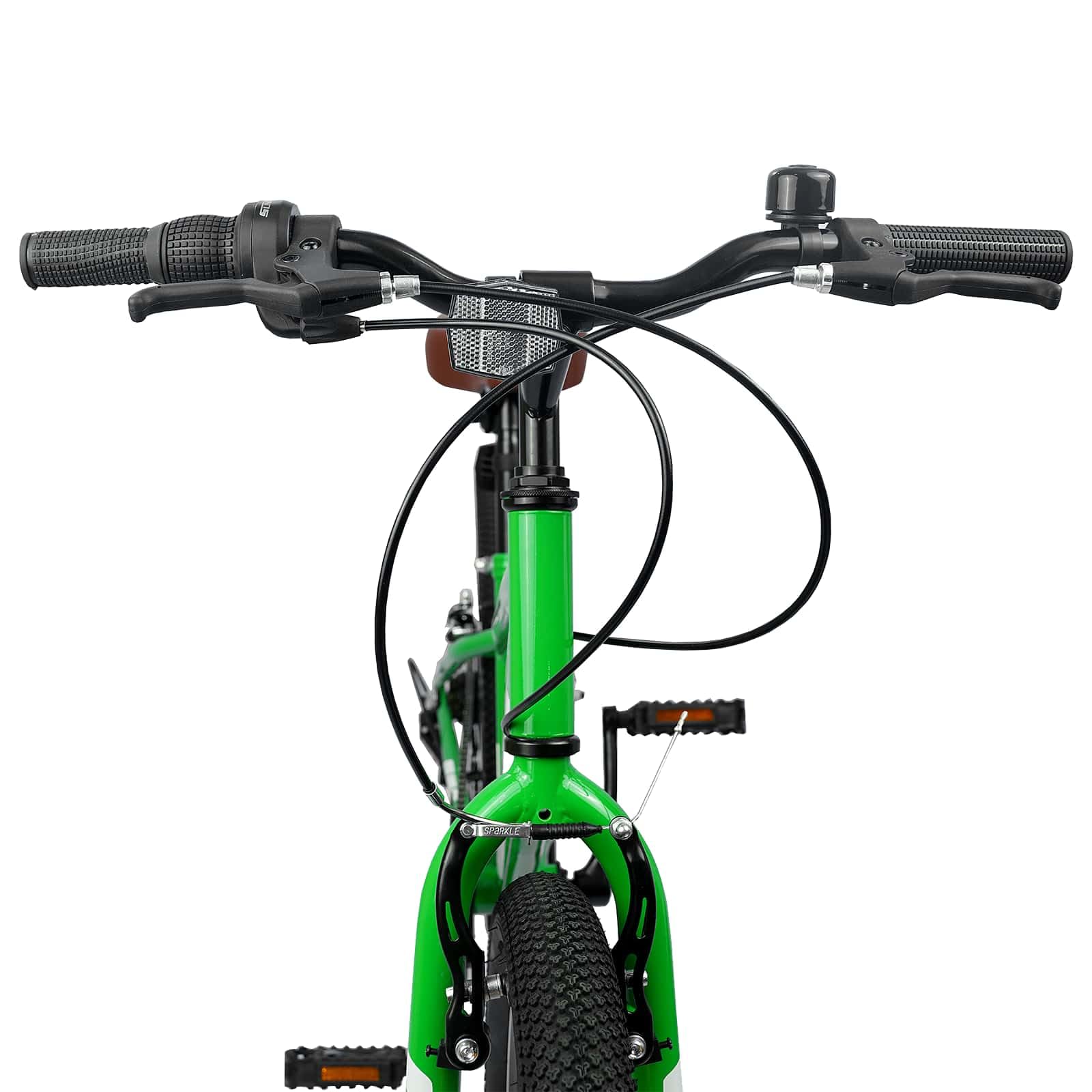 Bicicleta de montaña en pulgadas blanca para niños de 5 a 8 años con cambio de 6 velocidades, asiento ajustable y manillar, marco de acero resistente, adecuado para la ciudad, el terreno y el