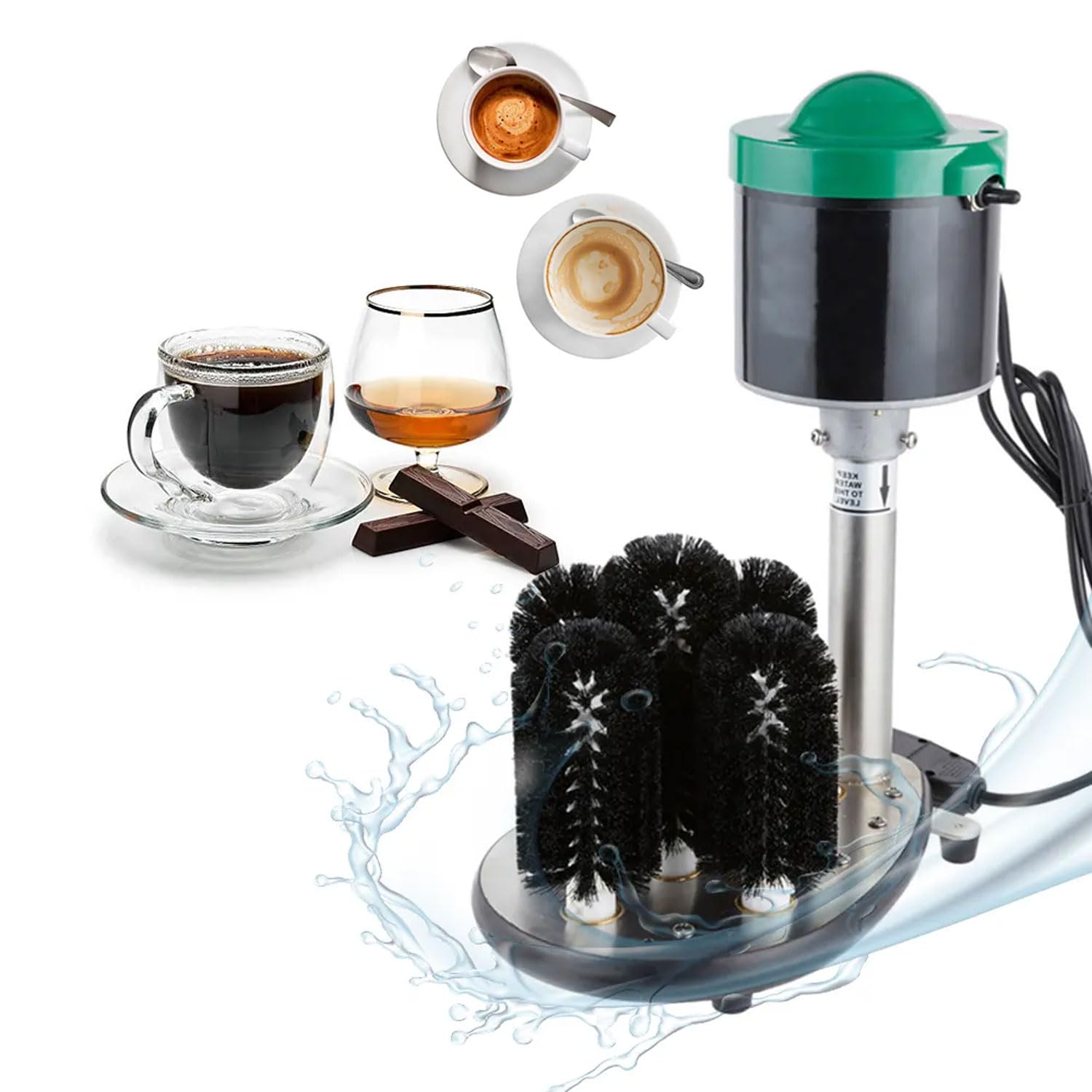 Lavavasos Eléctrico 240W, Limpiavasos Impermeable 800 Tazas/H, 5 Lavadores de Cepillos de Limpieza Vidrio, con protección contra sobrecalentamiento, para Bar, cafetería, Restaurante, Cocina