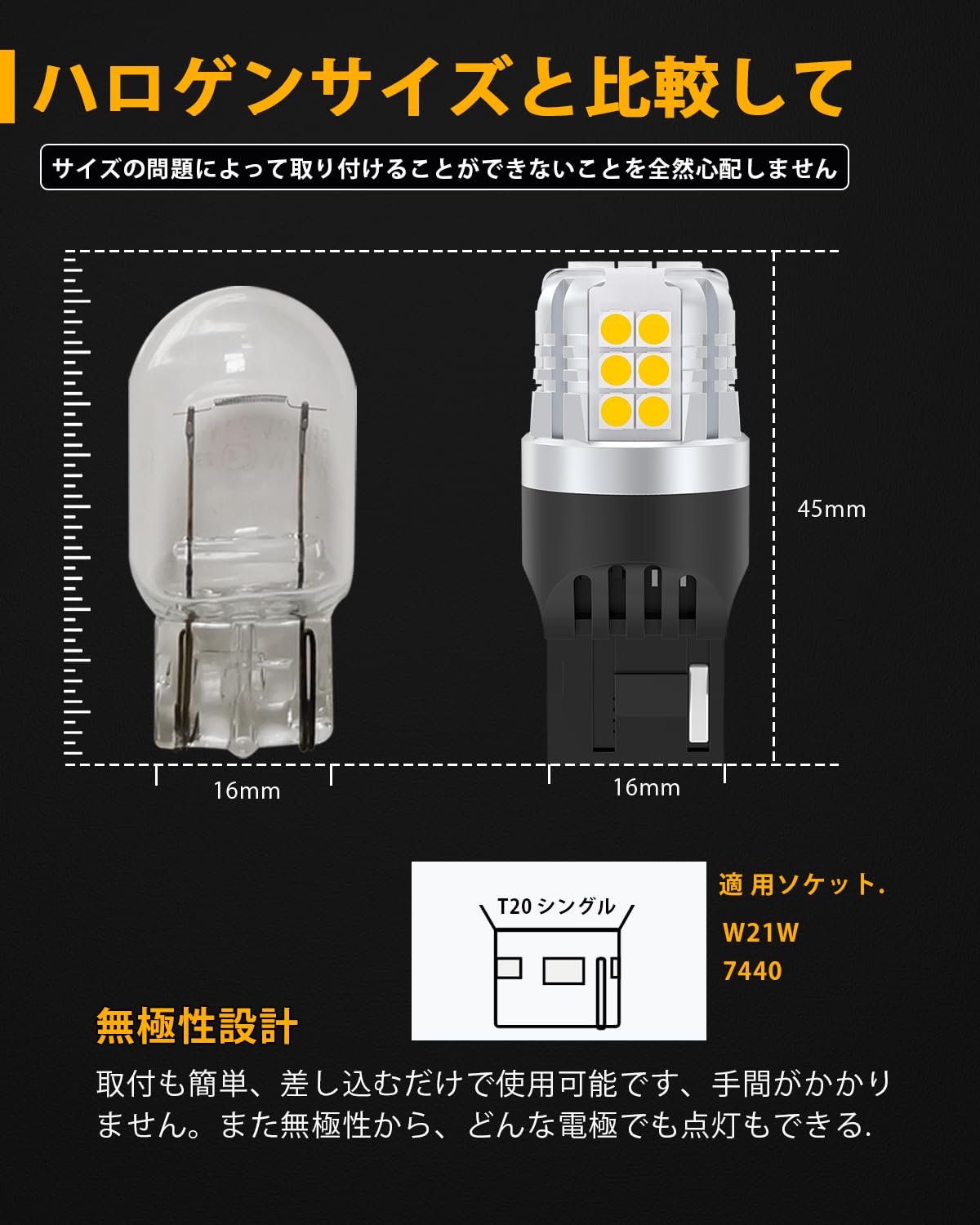 Amazon | T20 シングル球 バックライト LEDバルブ ホワイト LEDライト