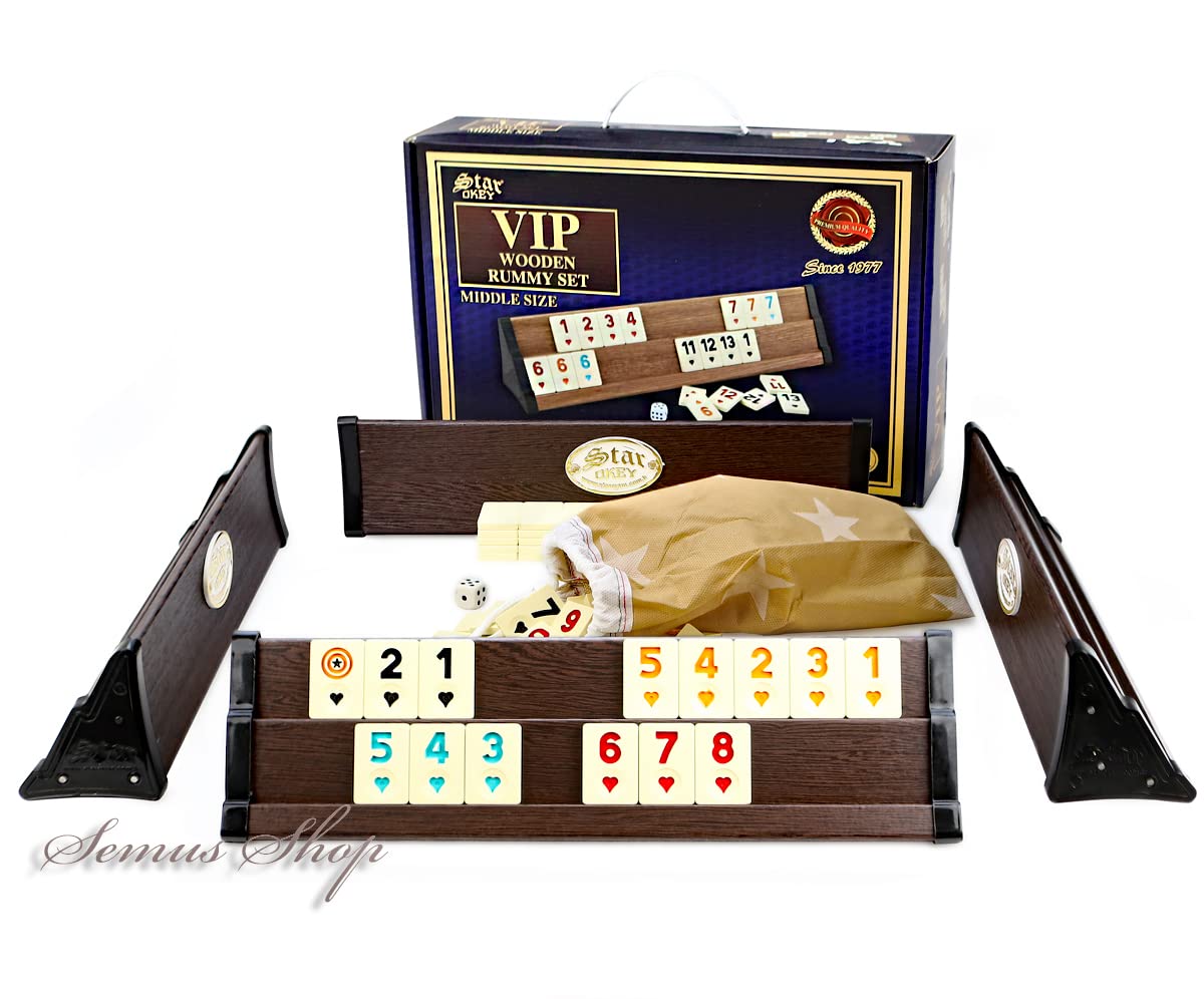 Star V.I.P Juego de Rummy de Madera compacta con Piedras de melamina Rummy