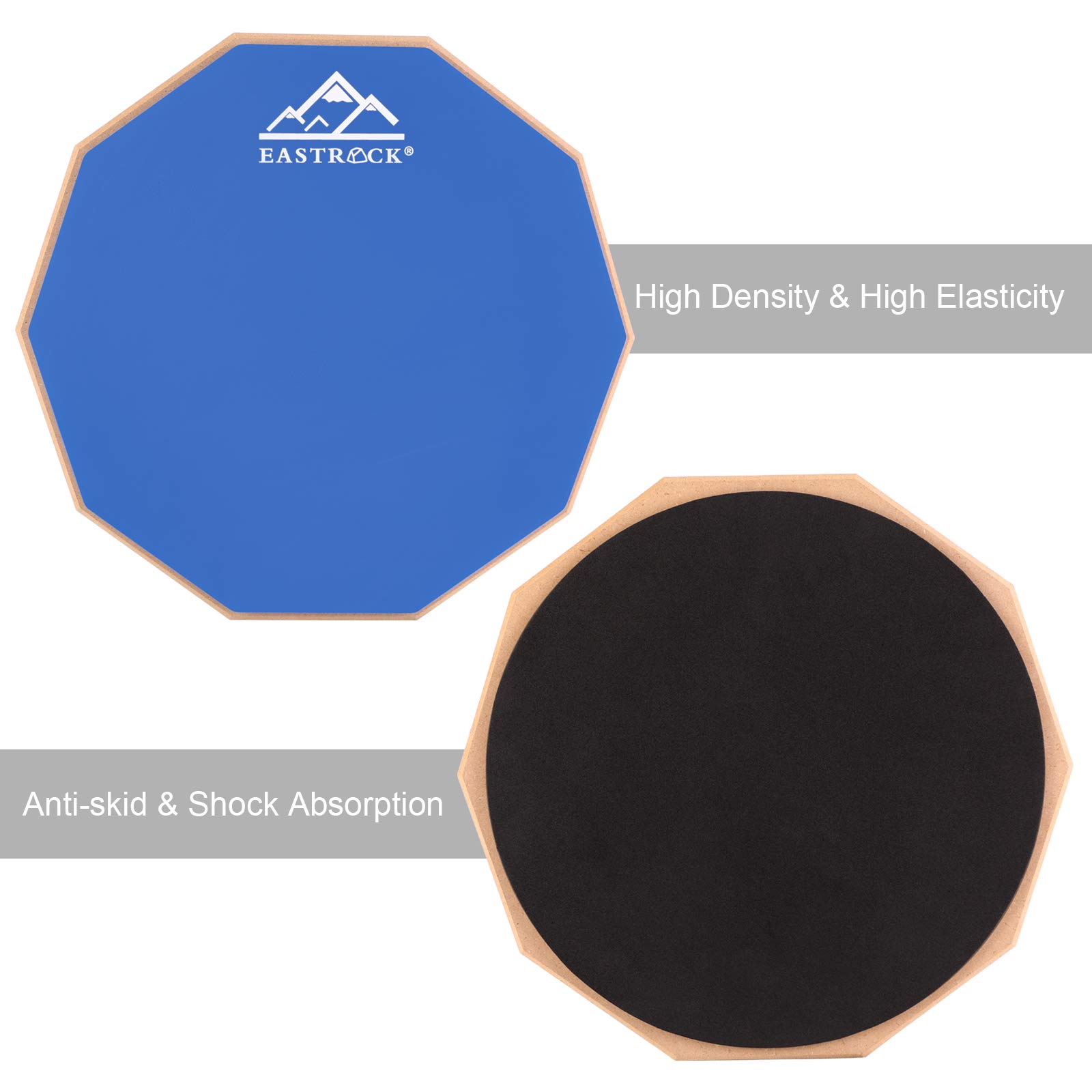 EASTROCK Übungs Drum Pad mit Leisen Drum-Pads Snare Übungs Drum Pad mit Drum Pad Aufbewahrungstasche für 12-Zoll Anfänger Übungs Drum Pad Leises Drumpad Set mit Drumsticks(Blau)