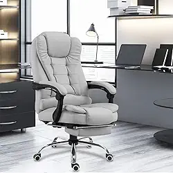 Cadeira De Escritório, Cadeira De Com Apoio Para Os Pés E Encosto Ajustável (Cinza)